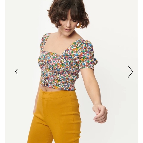 Smak Parlour Rainbow Mushroom Print Crop Top, Multi, Size XS/2, NWT - Picture 4 of 8